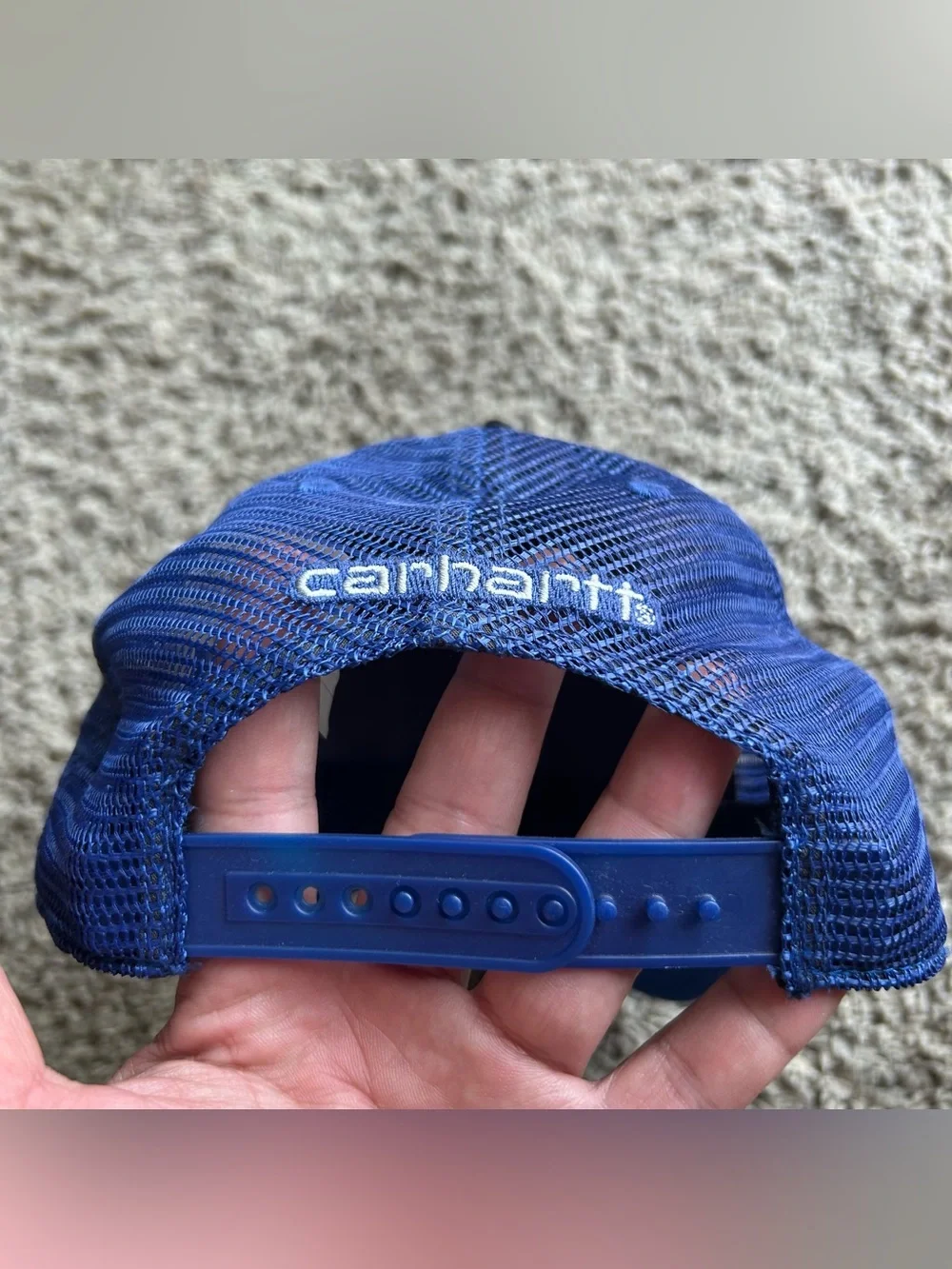NWT Carhartt Force Hat Mens OS Adjustable Snap Back Blue Canvas Mesh Trucker Cap